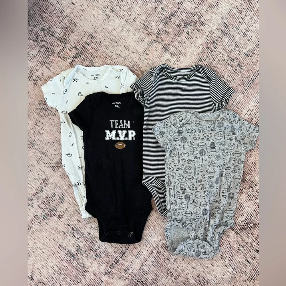 Carter's Kids Bodysuits - Black, White, Gray